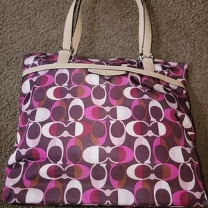 Stylish Pink and Purple Patterned Tote Bag